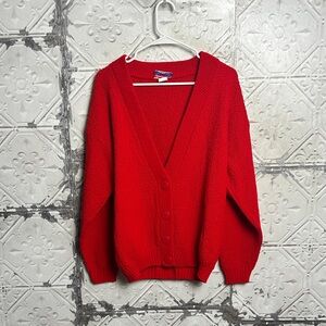 Vintage Red Women's knit Cardigan Sweater